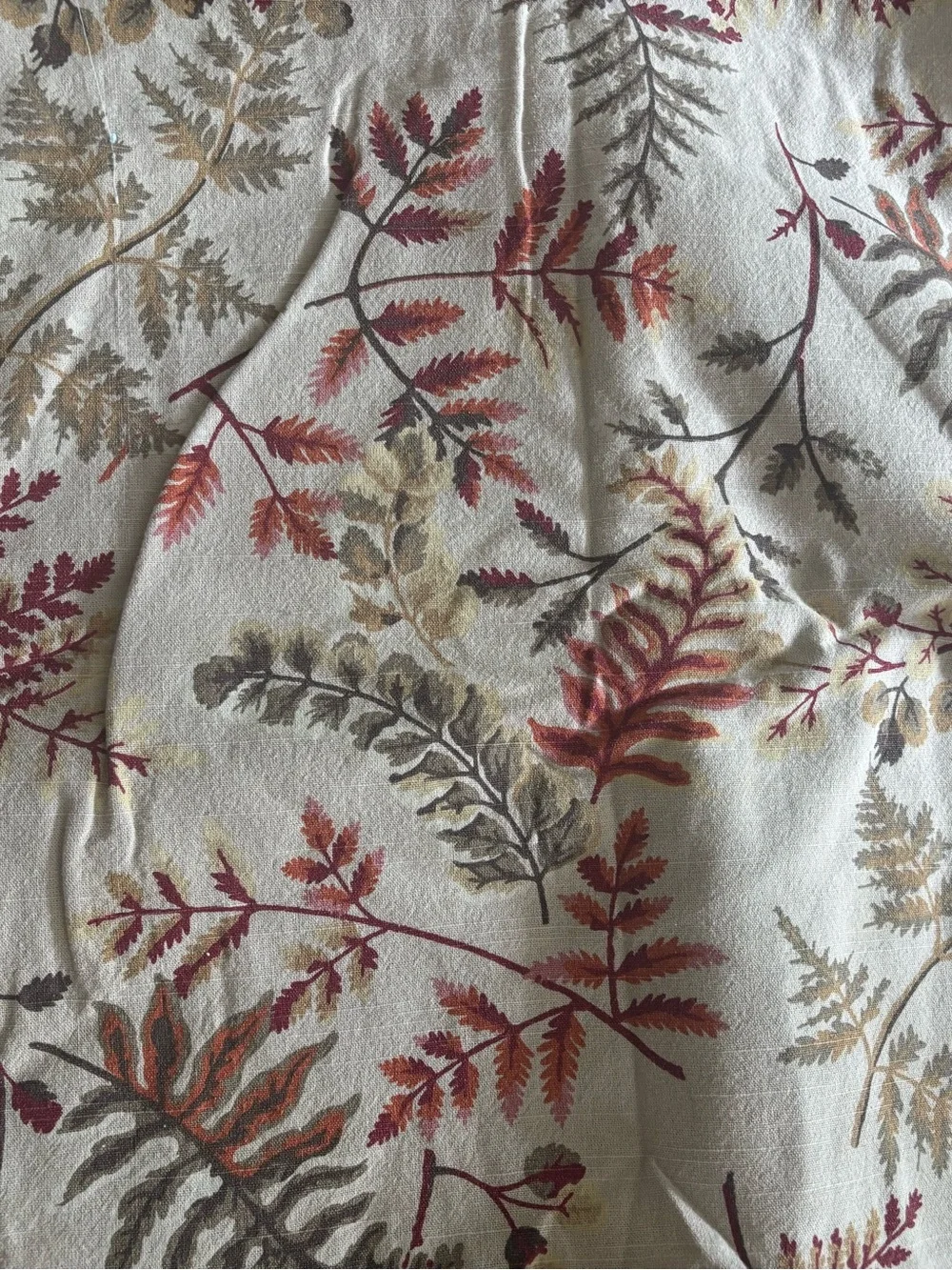 Threshold Cream Tablecloth with Red, Orange and Brown Leaf Print